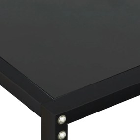 Mesa consola 200x35x75,5 cm vidro temperado preto