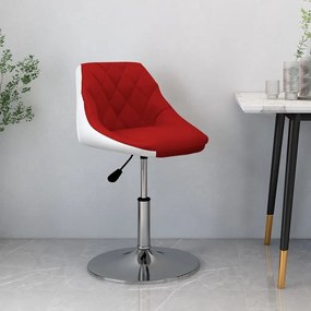 vidaXL Banco de bar couro artificial vermelho tinto e branco