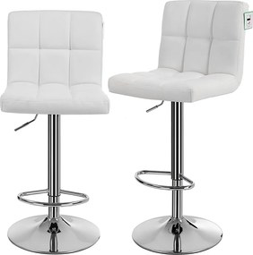 Conjunto de 2 bancos de bar 44,5 x (95-115) x 38 cm em imitação de couro branco