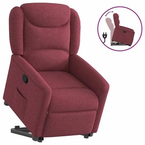 vidaXL Poltrona reclinável elevatória tecido vermelho tinto