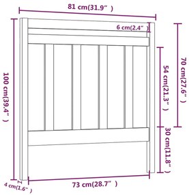 Cabeceira de cama 81x4x100 cm pinho maciço cinzento