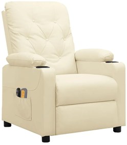 Poltrona de massagens elétrica couro artificial cor creme