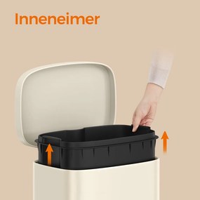 Caixote do lixo 30 litros com pedal para cozinha 34,8 x 29,7 x 63,3 cm Bege areia