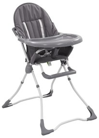 10185 vidaXL Cadeira de refeição para bebé cinzento e branco