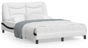vidaXL Estrutura cama c/ luzes LED 120x200cm couro artif. branco/preto