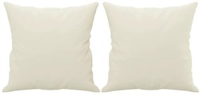 Sofá 2 lugares c/ almofadas decorativas 120 cm veludo creme