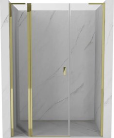 Mexen Mist L porta de chuveiro articulada 135 cm, transparente, dourada - 8A4L-135-001-50-00