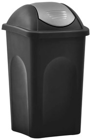 147321 vidaXL Caixote do lixo com tampa basculante 60 L preto e prateado