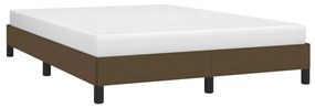 Estrutura de cama 140x190 cm tecido castanho-escuro