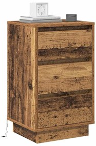Mesa de Cabeceira com LED Madeira Velha 39x34,5x65 cm Madeira de Engen
