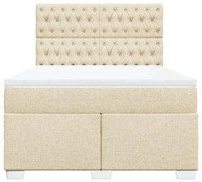 Cama com molas/colchão 140x190 cm tecido cor creme