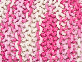 Pufe redondo em tricot branco e rosa 50 x 35 cm CONRAD Beliani