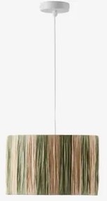 Candeeiro De Teto Ø30 Cm Em Papel Trançado Marsali Branco & Exército Verde Ø30 Cm - ↑25 Cm Marsali - Sklum