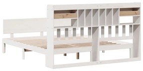 Cama com estante sem colchão 200x200 cm pinho maciço branco