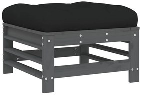 10pcs conjunto lounge jardim c/ almofadões madeira maciça cinza