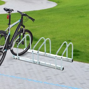 HomCom® Estacionamento 3 bicicletas Aço Prateado 70,5x33x27cm