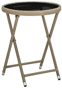Conjunto de Bistro de Jardim 3 Peças com Almofadas Bege em Rattan Poli