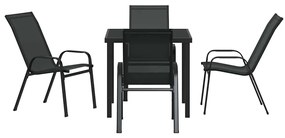 Conjunto de Jantar de Jardim 5 Peças Preto em Textilene e Aço