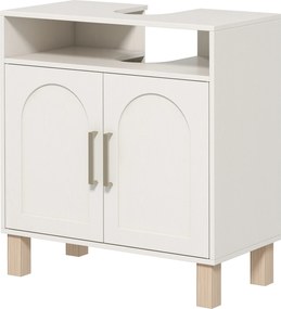 Móvel de casa de banho para lavatório (NÃO INCLUIDO), de 2 portas com prateleira ajustável, 60 x 30 x 63 cm, branco