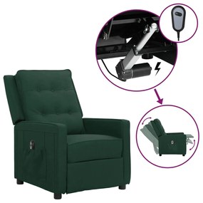 vidaXL Poltrona elétrica reclinável tecido verde-escuro