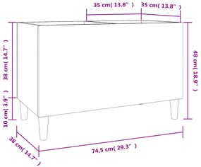Armário p/ discos 74,5x38x48 derivados madeira cinzento sonoma