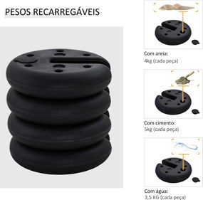 Conjunto de 4 Pesos para Pérgola Recarregável Água Areia Cimento Base