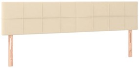 Cama box spring c/ colchão e LED 160x200 cm tecido cor creme