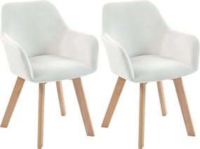 HOMCOM Conjunto de 2 Cadeiras de Jantar Modernas Estofadas em Veludo com Pernas de Madeira para Sala de Estar 54x57x80 cm Creme | Aosom Portugal