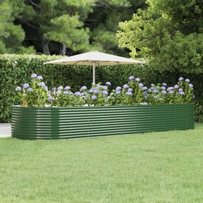vidaXL Canteiro elevado jardim 447x140x68 cm aço galvanizado verde