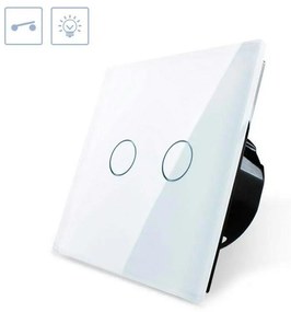Interruptor tátil 2 botões, Painel frente branco vidro temperado