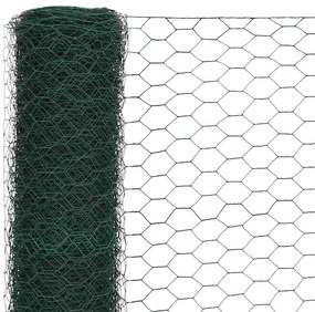 Cerca arame galinheiro 25x1,5 m aço c/ revestimento PVC verde