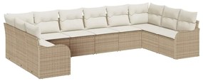 Conjunto de Sofá de Jardim de 10 Peças com Almofadas em Rattan Sintéti
