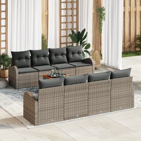 Conjunto de Sofás de Jardim vidaXL de 9 Peças com Almofadas em Rattan