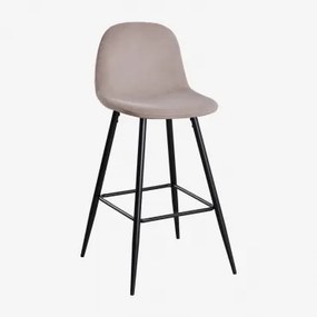 Banqueta Alta De Veludo Glamm Preto & Toupeira & ↑75 Cm - Sklum