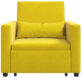 Sofá-cama conversível 3 em 1 Amarelo Veludo