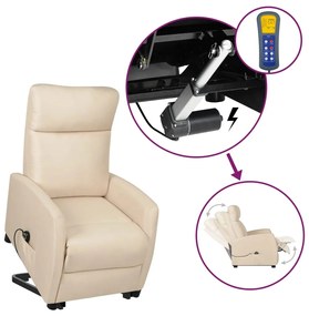 vidaXL Poltrona elevatória tecido cor creme