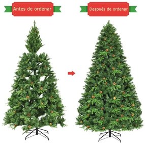 Árvore de Natal iluminada de 2,4 m com suporte Artificial Decoração para Natal em Casa Festa Verde