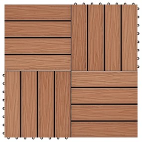 45034 vidaXL Ladrilho pavimento relevo profundo 11 pcs WPC 1m² cast. claro