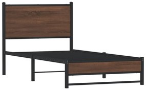 Estrutura de cama sem colchão 90x190 cm metal carvalho castanho