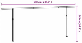 Conjunto de postes para toldo 600x245 cm ferro branco