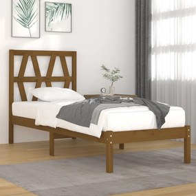 3103966 vidaXL Estrutura cama de solteiro 90x190 cm pinho maciço castanho mel