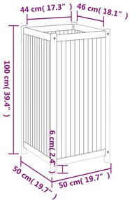 Vaso/floreira de jardim com forro 50x50x100 cm acácia maciça