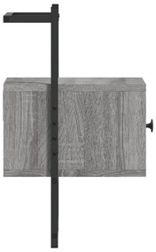 Mesa cabeceira parede 35x30x51cm deriv. madeira cinzento sonoma