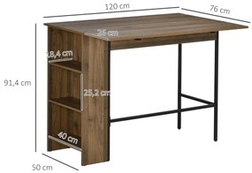 Mesa de Bar Extensivel Stone com 3 Prateleiras - Design Vintage