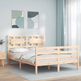 vidaXL Estrutura de cama de casal com cabeceira madeira maciça