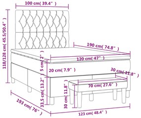 Cama boxspring com colchão 120x190 cm veludo azul-escuro