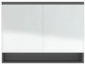 Armário espelhado para casa de banho 80x15x60 cm MDF cinzento