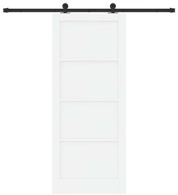 Porta Deslizante vidaXL com Conjunto de Ferragens Branca 86x211 cm Mad