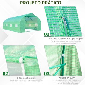 Estufa Tipo Túnel de Jardim 600x300x200cm para Cultivo de Plantas Verd