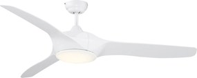 HOMCOM Ventoinha Teto 132cm Luz LED Controle Remoto 3 Lâminas Reversíveis 6 Velocidades Eficiente Silenciosa Branco | Aosom Portugal